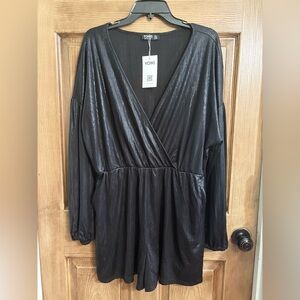 Black Shimmery Shorts Jumpsuit Romper XXL/16/18 NWT